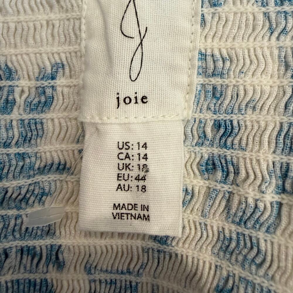 Joie women’s linen tropical blue white toile dress fit & flare resortwear sz 14 - Picture 7 of 9